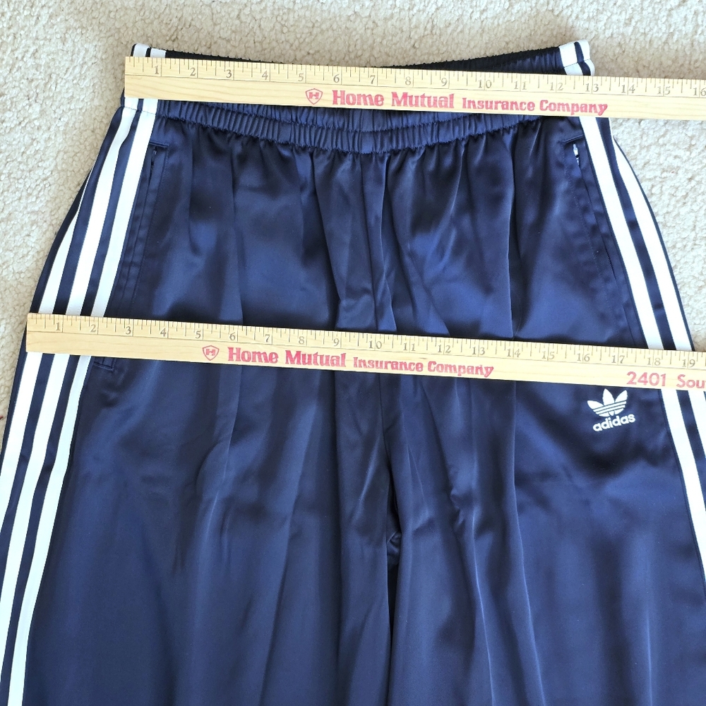 Adidas Adicolor Satin Wide-Leg Track Pants - NWT Night Indigo Size 6 - Picture 10 of 15